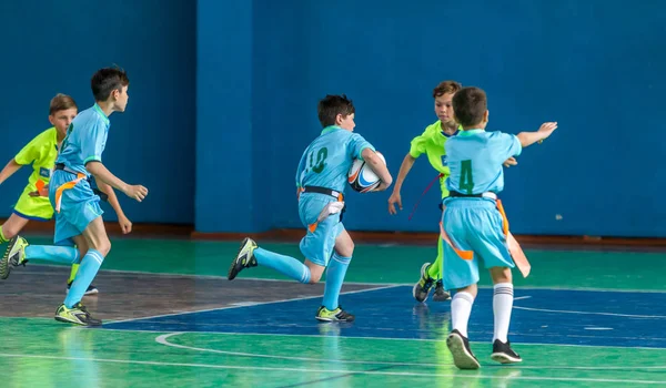 Odessa Ukraine Mai 2019 Copiii Mici Joacă Rugby Timpul Ultimelor — Fotografie, imagine de stoc