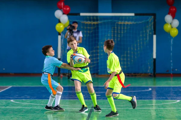 Odessa Ucrania Mayo 2019 Los Niños Pequeños Juegan Rugby Durante — Foto de Stock