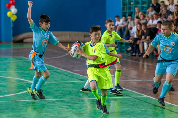 Odessa Ucraina Maggio 2019 Bambini Piccoli Giocano Rugby Durante Ultime — Foto Stock