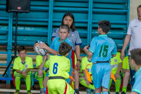 Odessa Ucrania Mayo 2019 Los Niños Pequeños Juegan Rugby Durante —  Fotos de Stock