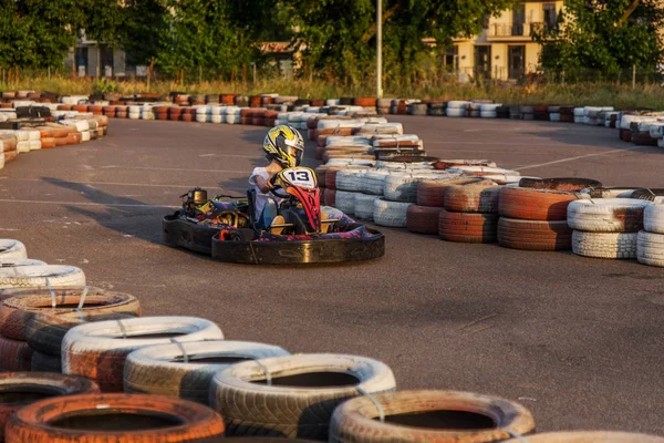 Odessa Ucrania Junio 2019 Karting Corredores Carreras Pistas Especiales Seguras —  Fotos de Stock