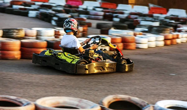 Odessa Ucrânia Junho 2019 Karting Pilotos Corridas Faixas Especiais Seguras — Fotografia de Stock