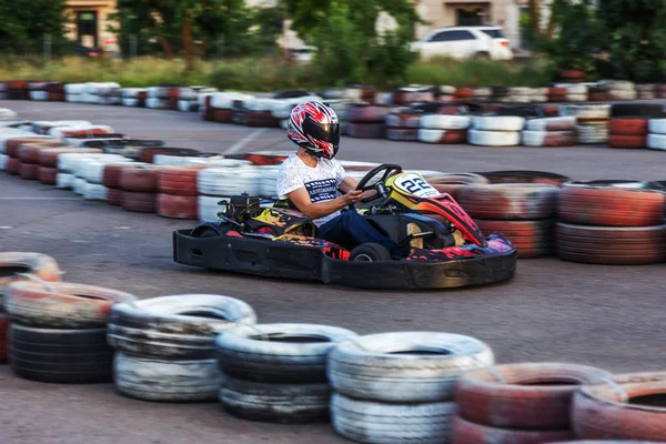 Odessa Ucrânia Junho 2019 Karting Pilotos Corridas Faixas Especiais Seguras — Fotografia de Stock