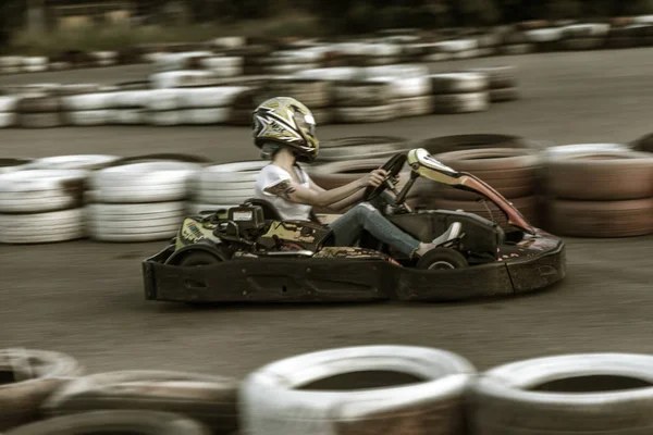 Odessa Ucrania Junio 2019 Karting Corredores Carreras Pistas Especiales Seguras —  Fotos de Stock