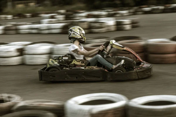 Odessa Ukraine Juni 2019 Kartfahren Rennfahrer Bei Rennen Auf Besonders — Stockfoto