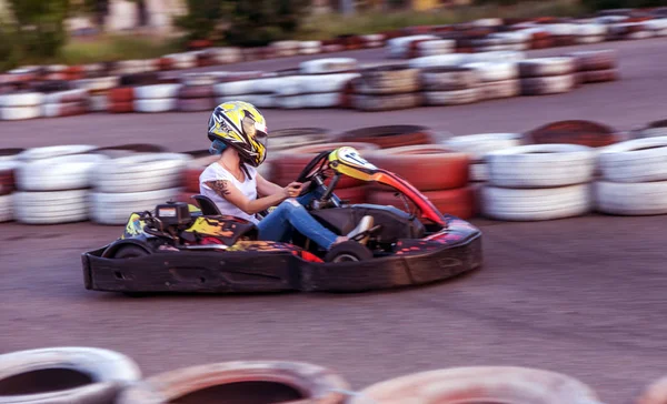 Odessa Ucrânia Junho 2019 Karting Pilotos Corridas Faixas Especiais Seguras — Fotografia de Stock