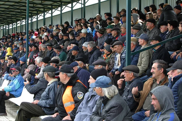 Odessa Ukraine Circa 2019 Multidões Fãs Nas Arquibancadas Estádio Futebol — Fotografia de Stock