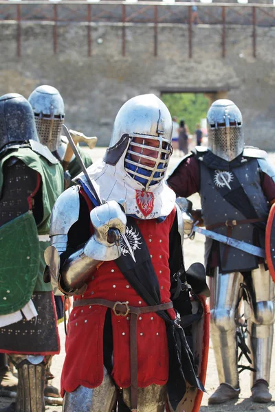 Odessa Ukraine July 2019 Battle Knights Medieval Weapons Medieval Performance — Stock Photo, Image