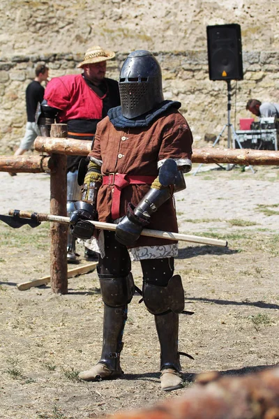 Odessa Ucrania Julio 2019 Batalla Los Caballeros Con Armas Medievales —  Fotos de Stock