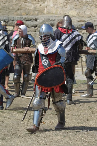 Odessa Ucrania Julio 2019 Batalla Los Caballeros Con Armas Medievales —  Fotos de Stock