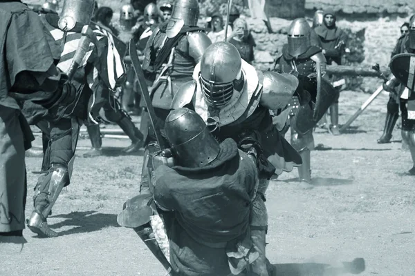 Odessa Ukraine July 2019 Battle Knights Medieval Weapons Medieval Performance — Stock Photo, Image