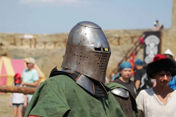 Odessa Ucrania Julio 2019 Batalla Los Caballeros Con Armas Medievales — Foto de Stock