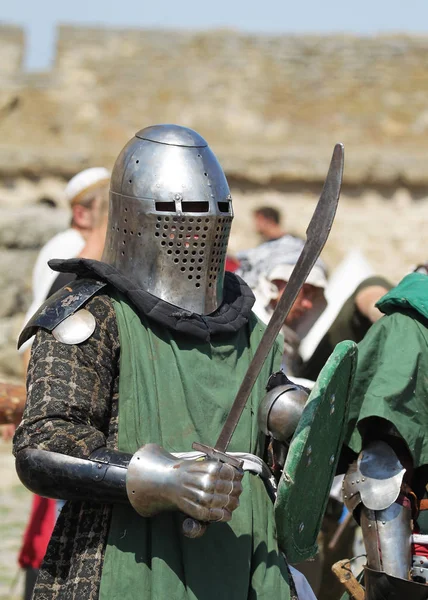 Odessa Ukraine July 2019 Battle Knights Medieval Weapons Medieval Performance — Stock Photo, Image