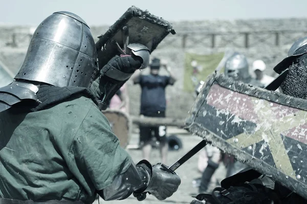 Odessa Ukraine Juli 2019 Schlacht Der Ritter Mit Mittelalterlichen Waffen — Stockfoto