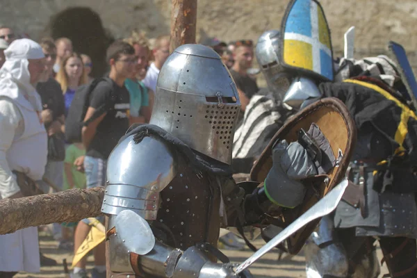 Odessa Ukraine July 2019 Battle Knights Medieval Weapons Medieval Performance — Stock Photo, Image