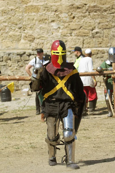 Odessa Ukraine July 2019 Battle Knights Medieval Weapons Medieval Performance — Stock Photo, Image