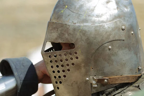 Odessa Ucrania Julio 2019 Batalla Los Caballeros Con Armas Medievales — Foto de Stock