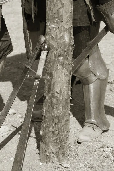 Odessa Ucrania Julio 2019 Batalla Los Caballeros Con Armas Medievales — Foto de Stock