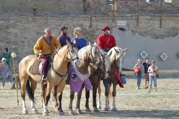 Odessa Ukraina Lipca 2019 Jeździectwo Tradycyjne Konkursy Festiwalu Rycerskiego Twierdzy — Zdjęcie stockowe