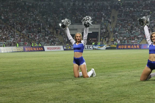 Odessa Ukraina July28 2019 Występ Pięknych Młodych Dziewczyn Zespół Cheerleaderek — Zdjęcie stockowe