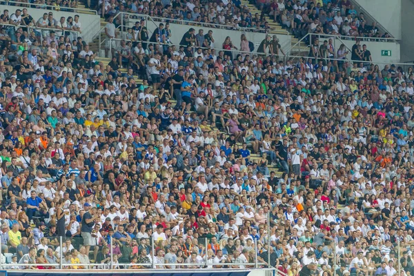 Odessa Ukrajna Július 2019 Nézők Stadionban Sok Rajongó Futball Áll — Stock Fotó