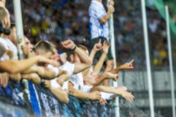 Fuera Foco Fondo Deportivo Agudo Espectadores Estadio Multitud Aficionados Stands —  Fotos de Stock