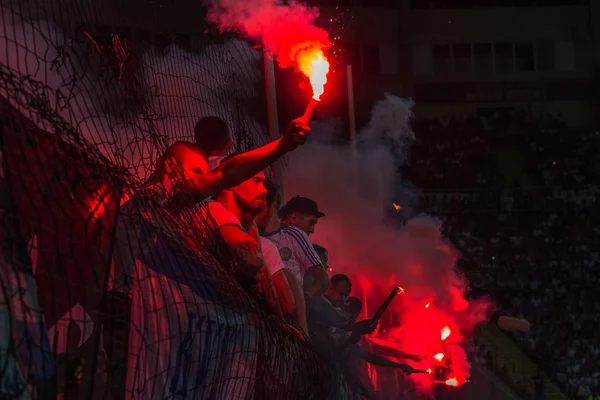 Odessa Ucrania July28 2019 Aficionados Fanáticos Stand Durante Juego Rivales —  Fotos de Stock