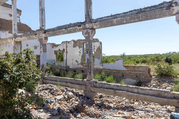 Ruined House Remains Old Houses Apocalypse Abandoned City City Ghosts — Stock Photo, Image