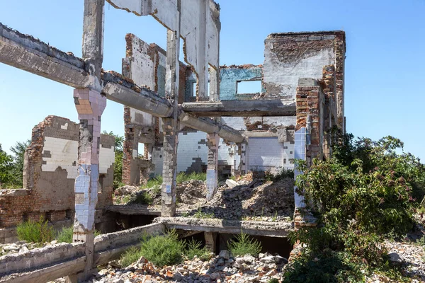 Casa Arruinada Restos Casas Antigas Apocalipse Cidade Abandonada Cidade Dos — Fotografia de Stock