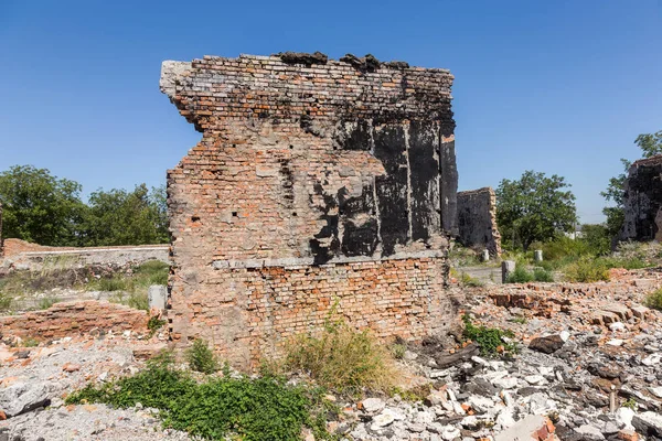 Ruined House Remains Old Houses Apocalypse Abandoned City City Ghosts — Stock Photo, Image