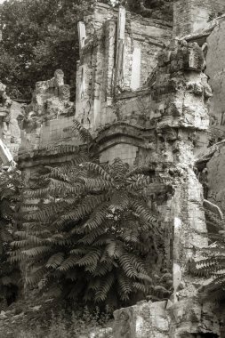 Harap ev. Eski evlerin kalıntıları. Kıyamet. Terk edilmiş şehir. Hayaletler şehri. Deprem ve kentsel yapıların yıkıcı işletmesi ile yıkılan eski tarihi evlerin kalıntıları. Kırık bina