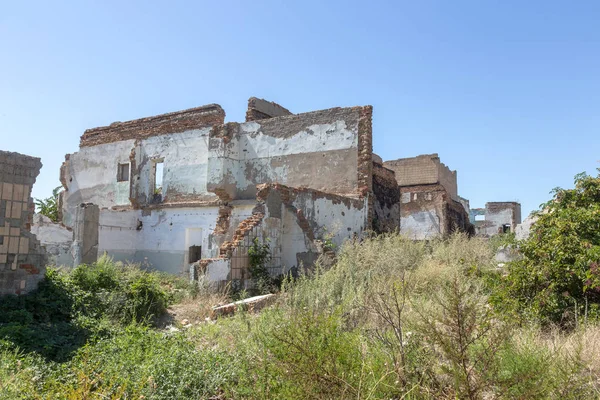 Ruined House Remains Old Houses Apocalypse Abandoned City City Ghosts — Stock Photo, Image