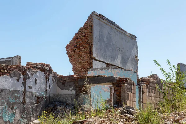 Ruined House Remains Old Houses Apocalypse Abandoned City City Ghosts — Stock Photo, Image