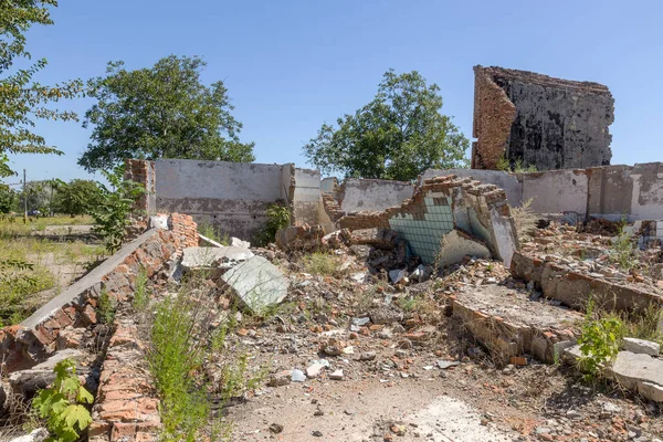Verwoeste Huis Overblijfselen Van Oude Huizen Apocalypse Verlaten Stad City — Stockfoto