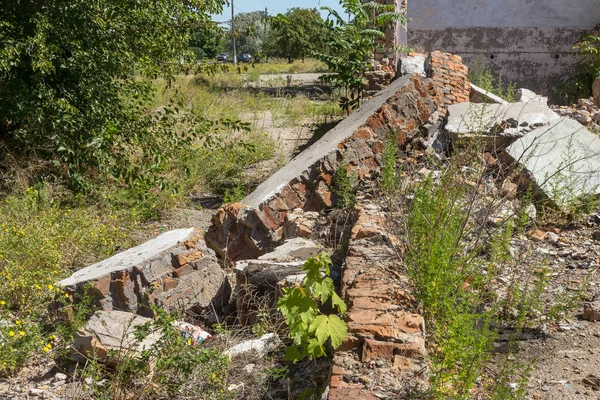 Ruined House Remains Old Houses Apocalypse Abandoned City City Ghosts — Stock Photo, Image