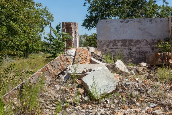 Ruined House Remains Old Houses Apocalypse Abandoned City City Ghosts — Stock Photo, Image