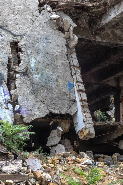 Verwoeste Huis Overblijfselen Van Oude Huizen Apocalypse Verlaten Stad City — Stockfoto