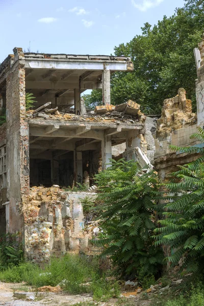 Casa Arruinada Restos Casas Antigas Apocalipse Cidade Abandonada Cidade Dos — Fotografia de Stock