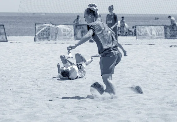 Odessa Ucrânia Julho 2019 Campeonato Futebol Praia Entre Mulheres Amadoras — Fotografia de Stock