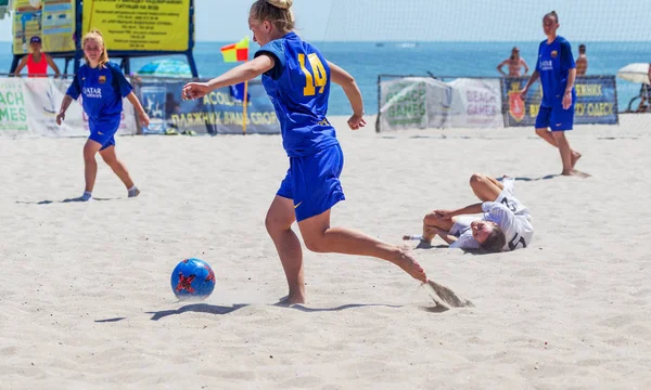 Odessa Ukraina Lipca 2019 Beach Soccer Championship Wśród Amatorskich Kobiet — Zdjęcie stockowe