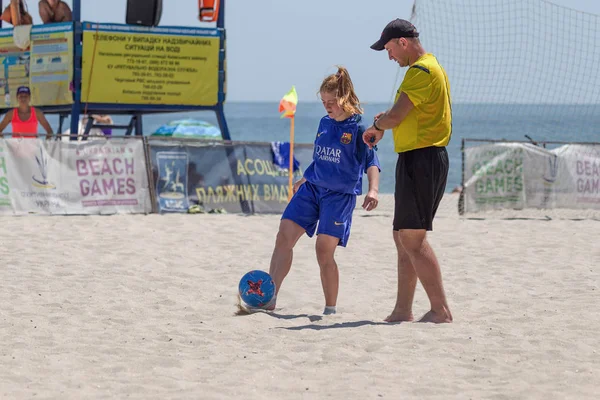 Odessa Ukraina Lipca 2019 Beach Soccer Championship Wśród Amatorskich Kobiet — Zdjęcie stockowe