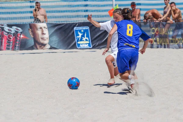 Odessa Ukraina Lipca 2019 Beach Soccer Championship Wśród Amatorskich Kobiet — Zdjęcie stockowe