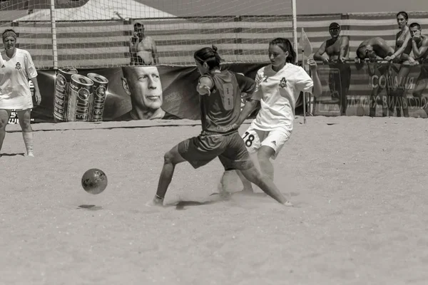 Odessa Ucrânia Julho 2019 Campeonato Futebol Praia Entre Mulheres Amadoras — Fotografia de Stock