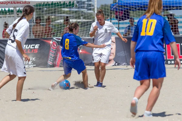 Odessa Ukraina Lipca 2019 Beach Soccer Championship Wśród Amatorskich Kobiet — Zdjęcie stockowe