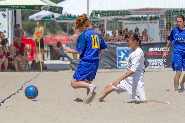 Odessa Ukraina Lipca 2019 Beach Soccer Championship Wśród Amatorskich Kobiet — Zdjęcie stockowe