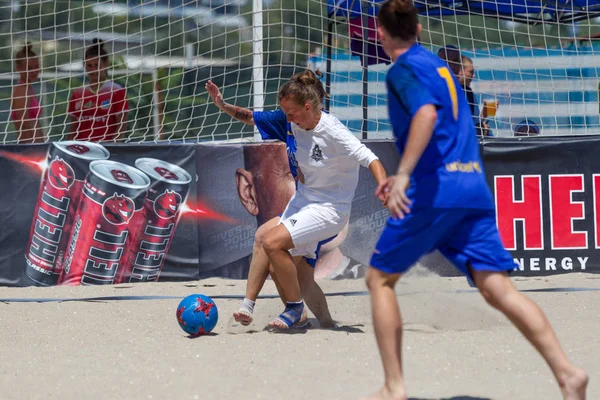 Odessa Ukraina Lipca 2019 Beach Soccer Championship Wśród Amatorskich Kobiet — Zdjęcie stockowe