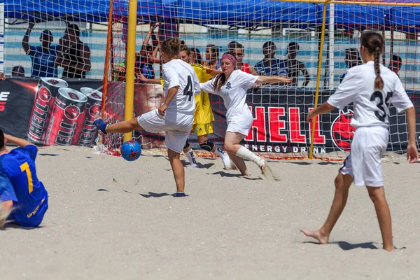 Odessa Ukrayna Temmuz 2019 Plajda Amatör Kadınlar Arasında Plaj Futbolu — Stok fotoğraf