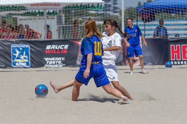 Odessa Ukraina Lipca 2019 Beach Soccer Championship Wśród Amatorskich Kobiet — Zdjęcie stockowe