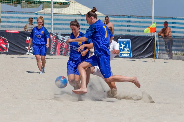 Odessa Ukraina Lipca 2019 Beach Soccer Championship Wśród Amatorskich Kobiet — Zdjęcie stockowe