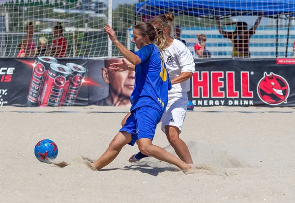 Odessa Ukraina Lipca 2019 Beach Soccer Championship Wśród Amatorskich Kobiet — Zdjęcie stockowe